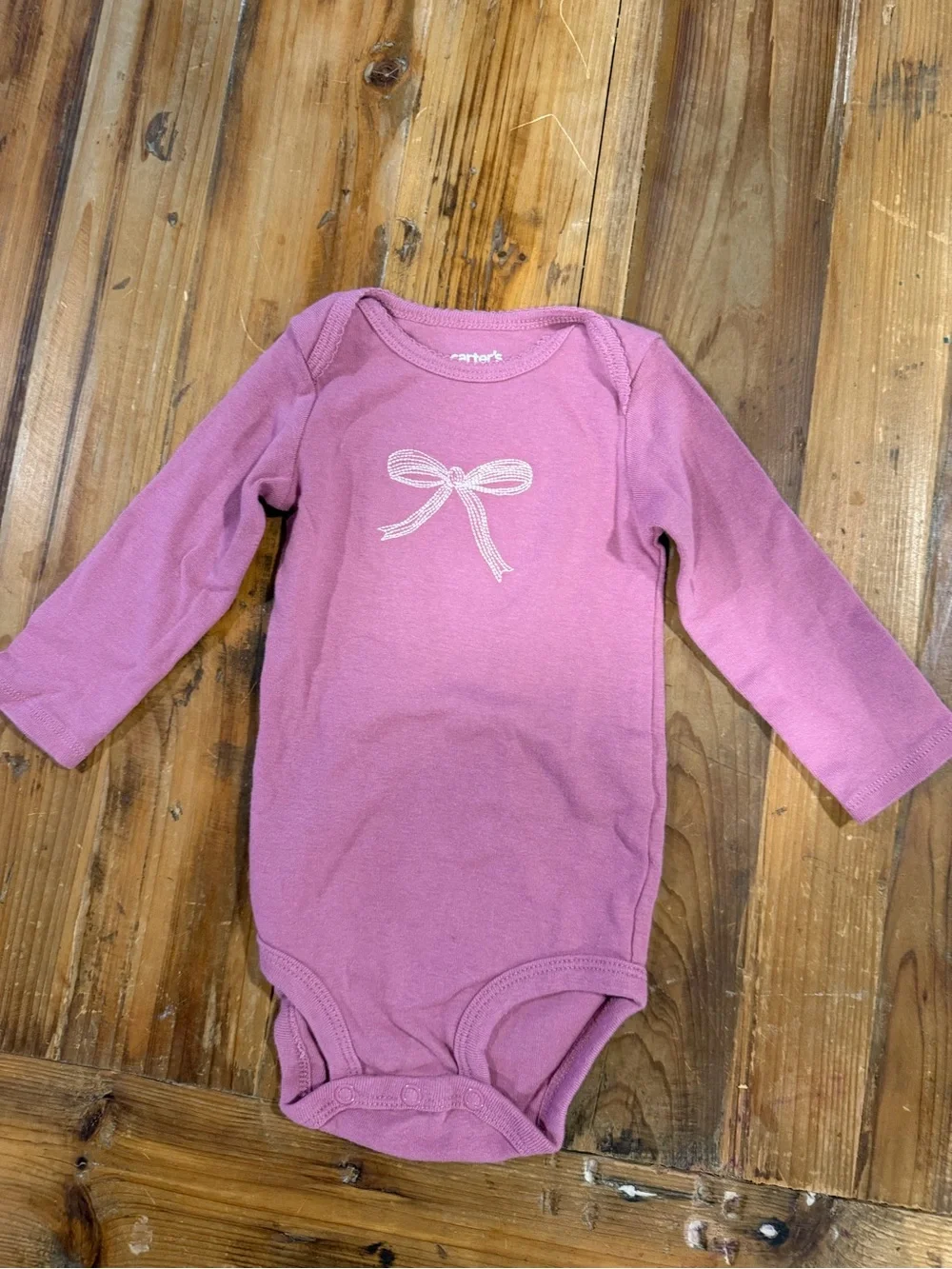 Carter's Pink Bow & Floral 3-Pack Long Sleeve Bodysuits 9 months